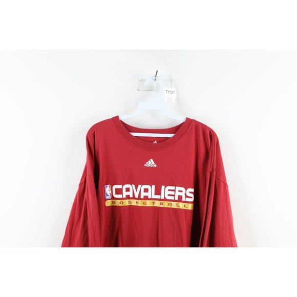 Vtg Adidas Mens 2XL Faded Cleveland Cavaliers Basketball Long Sleeve T-Shirt Red - Picture 2 of 9